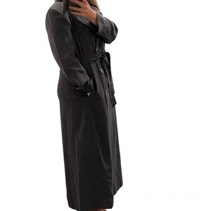 NOVELTI (Eaton’s) Vintage Grey Double-Breasted Long Trench Coat – Size 12 – VGUC